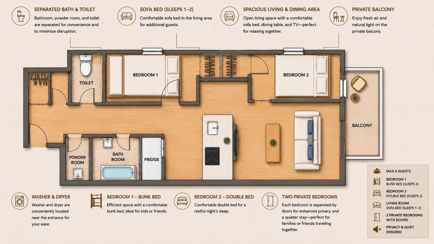 Type B · 2-Bedroom Suite floor plan
