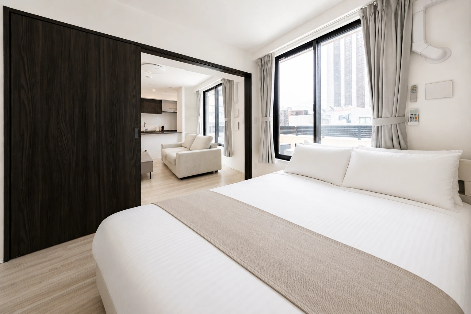 Type C · 3-Bedroom Suite: bedroom sliding door to living room