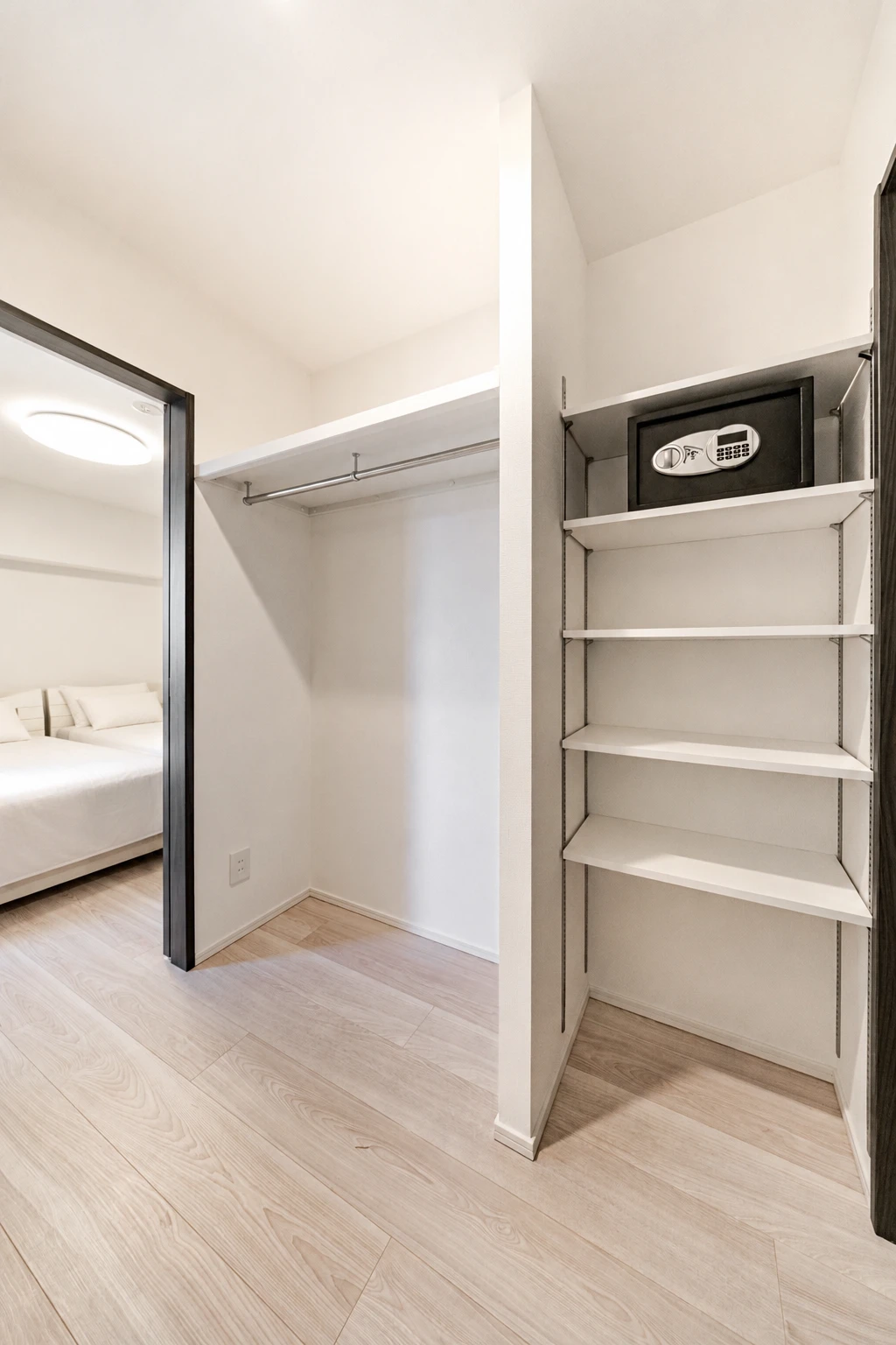 Type C · 3-Bedroom Suite: closet shelves in room safe