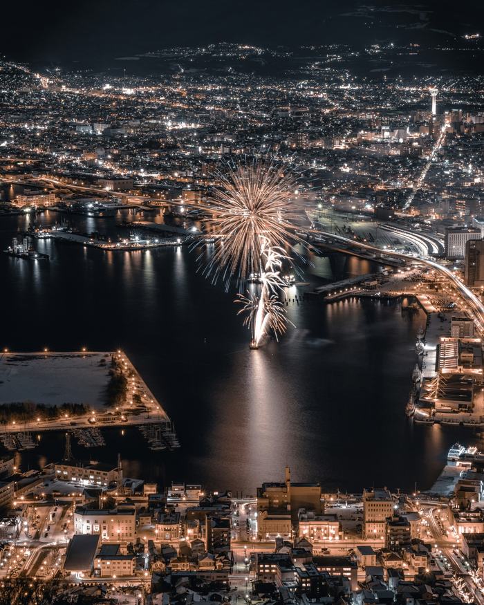 Fireworks over the Sumida river.